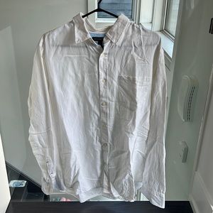 White linen-cotton blend male button down, Banana Republic, Size L